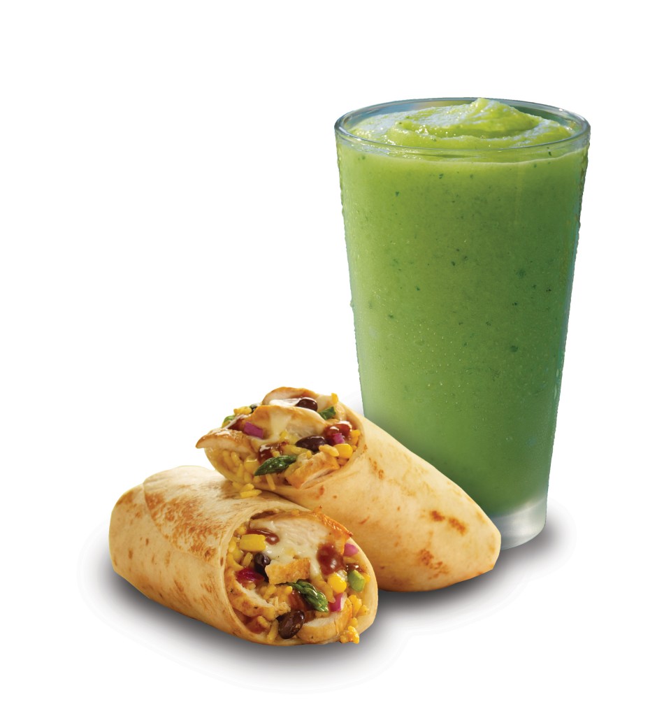 Jamaican Jerk wrap and Green smoothie