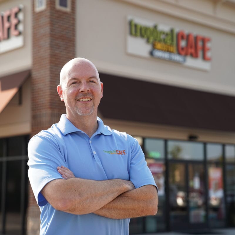 Franchise Owner Mike Haines in front of his Tropical Smoothie Cafe