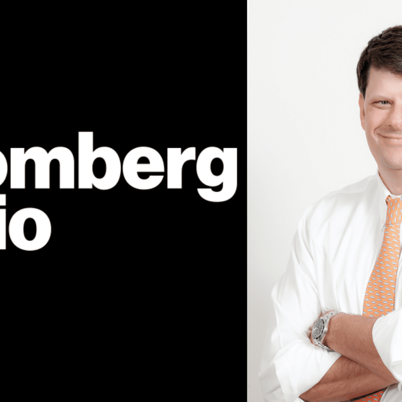 Bloomberg Radio logo split screen with Charles Watson headshot