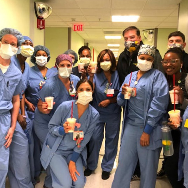 Essential workers with Tropical Smoothie Cafe smoothies