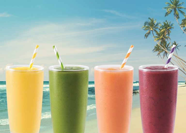 4 smoothies from Tropical Smoothie Cafe