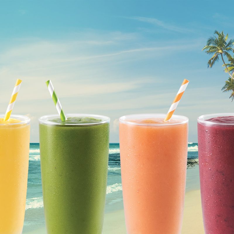 4 smoothies from Tropical Smoothie Cafe