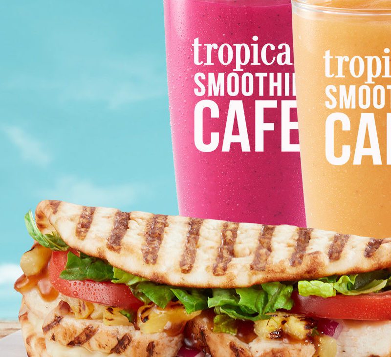 Superfruit smoothies and teriyaki flatbread